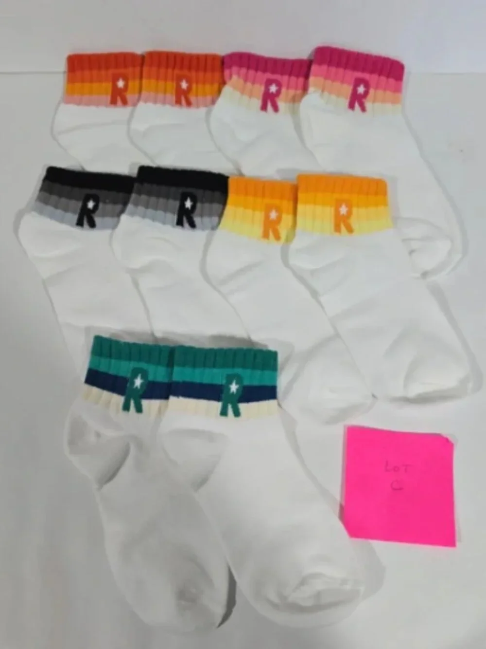 Lot of 5 Pair Ankle Socks R Monogram one size fits most Womens. New
